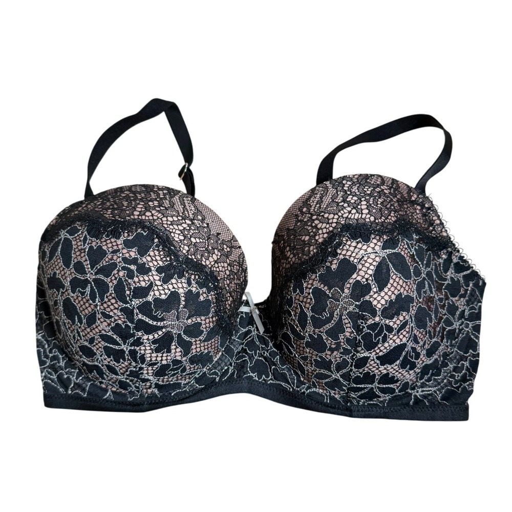 Victorias Secret Dream‎ Angels Lined Demi Bra Black Lace Floral 32DDD Lingerie